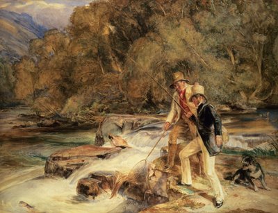 Landseer and Lewis Fishing by John Frederick Lewis